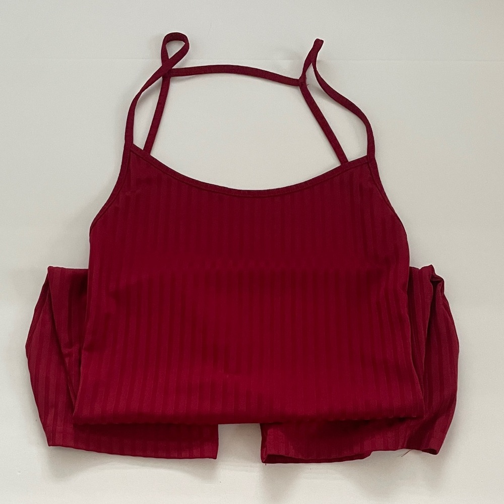 Red jumpsuit with open back